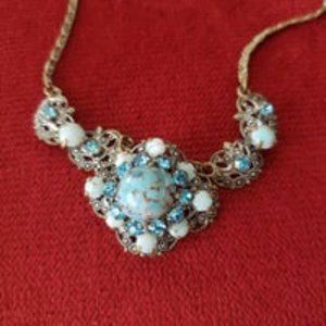 Vintage Czech Turquoise glass necklace